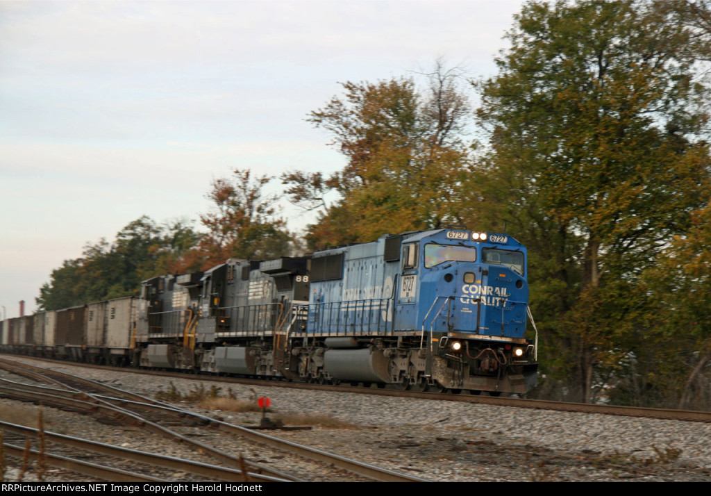 NS 6727 leads empty coal train 753 northbound
